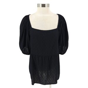 Old Navy Babydoll Shirt Black Short Sleeve Square Neck Peasant Top XL Tall